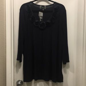New black flower accent shirt